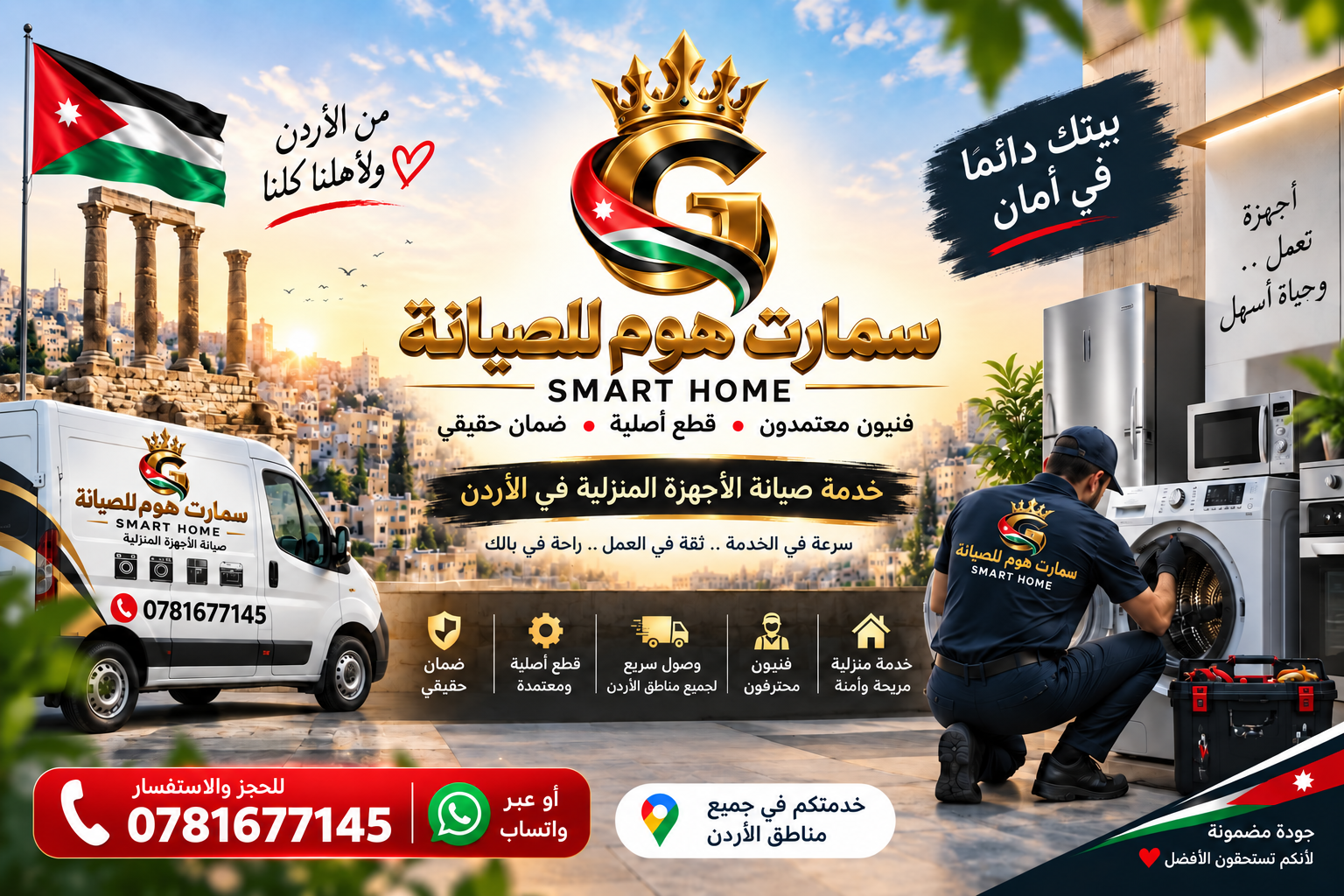سمارت هوم للصيانة — خدمة صيانة الأجهزة المنزلية في الأردن